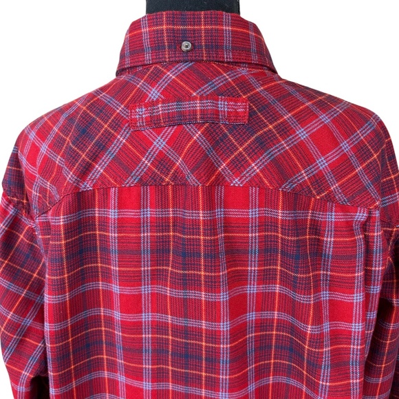 Duluth Trading Company Men's Red Plaid Flannel Cotton Blend Shirt Size M - Picture 5 of 8